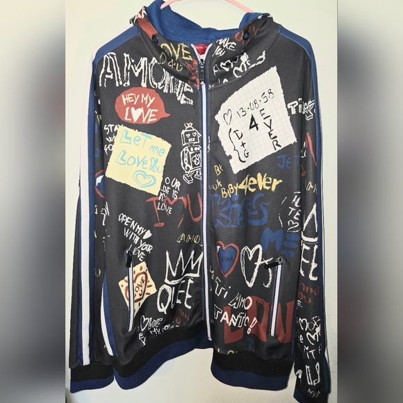 Graffiti Print Zip-Up Hoodie - Picture 1 of 1